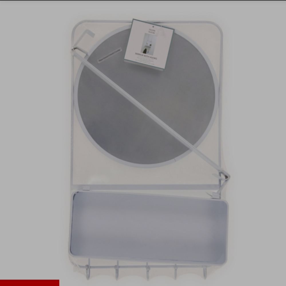 Over the door mirror with shelf & hooks - Vanity Space Saver Organizer